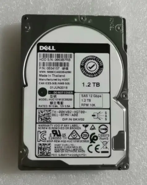 DELL 00KV02 HUC101812CSS200 0B34157 hard disk 1.2TB SAS 10K R730