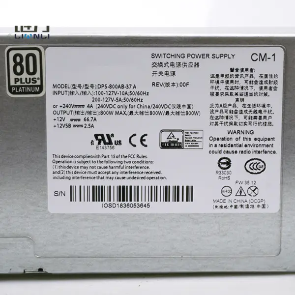 Zdroj napájení pro Lianli Delta IPIF&Filecoin 800W spínaný zdroj DPS-800AB-37 A