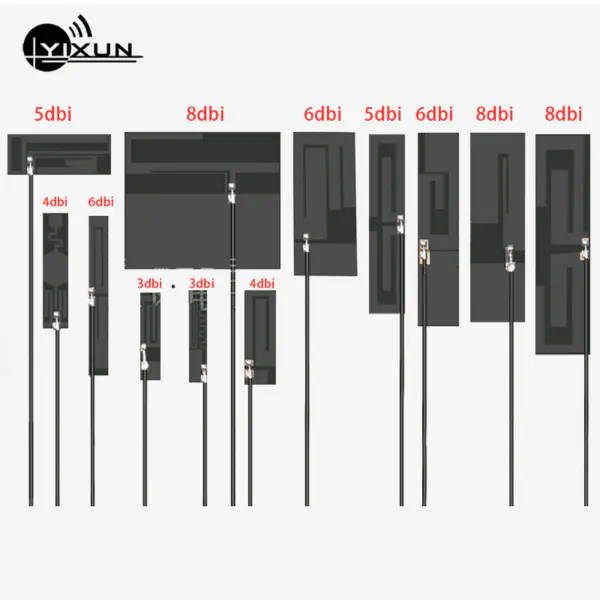5G 4G 3G 2G GSM LTE NB-IoT plné pásmo interní modul PCB anténa IPEX rozhraní vysoký zisk 8dbi RG1.13 12cm kabel 600-6000MHz