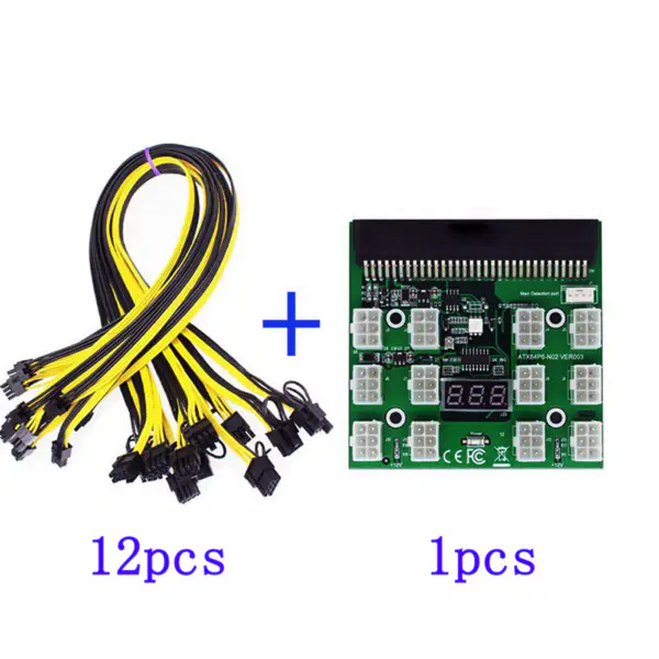 Konverze +12ks 6Pin na 8Pin 18AWG napájecí kabel Napájecí modul Breakout Board pro HP 750W 1200W PSU Server Power pro BTC