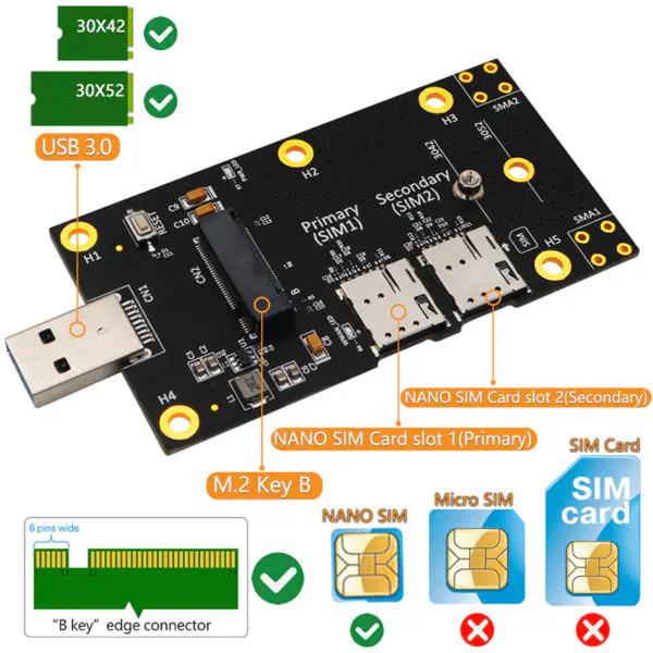 50ks/LOT IPEX4 na RP-SMA/Imhf4 na SMA samice vodotěsný Pigtail Wifi kabel pro 4G 5G bezdrátový modul pro sim8202g/RM500Q-AE