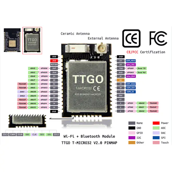 Mini32 V2.0.13 MCU32 WiFi bluetooth modul vývojová deska