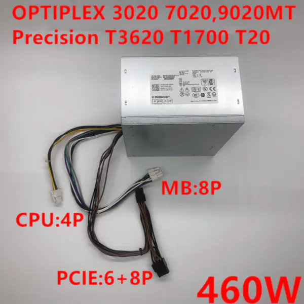 Dell OPTIPLEX 3020 7020 9020 MT XE2 Precision T3620 T1700 T20 3670 1060 1070 6GB 8Pin 460W Spínaný napájecí zdroj