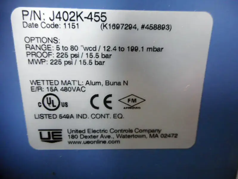UNITED ELECTRIC J402K-455