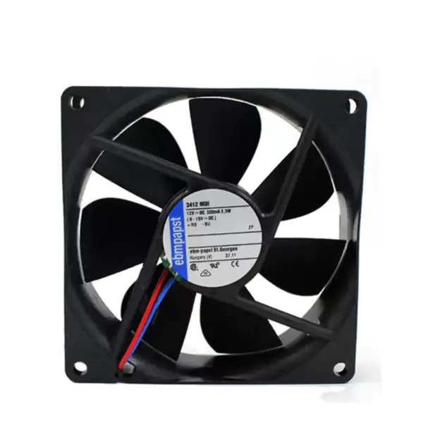 Originální nový ventilátor Ebmpapst 3412NGH 9225 92*92*25mm 12V 2,5W 55,3CFM 3000RPM s pouzdrovým ložiskem Chladicí ventilátor