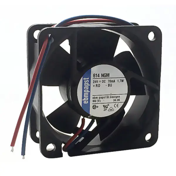 Rozměry 60 x 60 x 25 mm 24 V DC průtok vzduchu 35m3/h 4100 ot/min 4650Z 1,7W Nástrčné ložisko ebmpapst chladicí ventilátor 4650Z-876