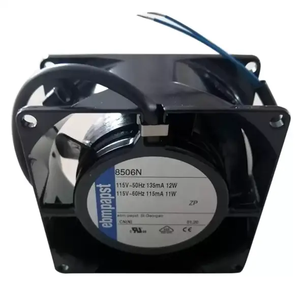 8506N Rozměry 80 x 80 x 38 mm 115 V AC průtok vzduchu 61 m3/h 3300 ot/min ebmpapst chladicí ventilátor