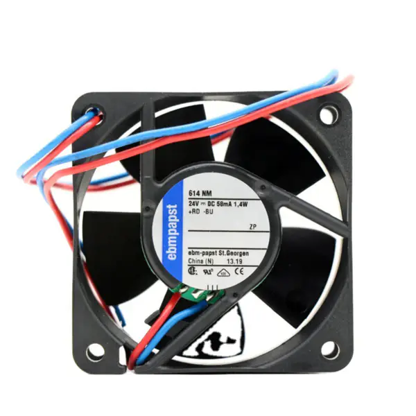 Rozměry 60 x 60 x 25 mm 24 V DC průtok vzduchu 35m3/h 4100 ot/min 614NM ebmpapst chladicí ventilátor