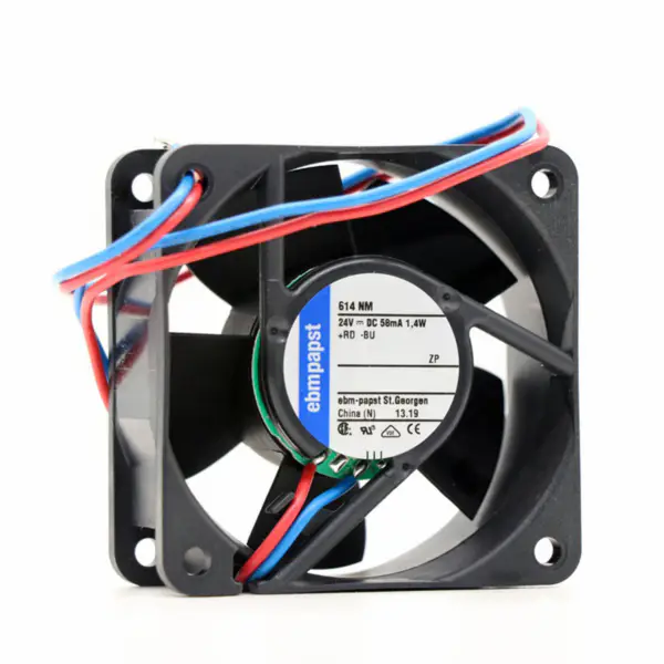 Rozměry 60 x 60 x 25 mm 24 V DC průtok vzduchu 35m3/h 4100 ot/min 614NM ebmpapst chladicí ventilátor