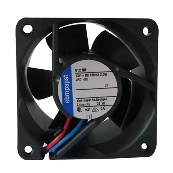 612NH ebmpapst chladicí ventilátor velikost 60 x 60 x 25mm 12 V DC 1,8W průtok vzduchu 43m3/h 5600rpm