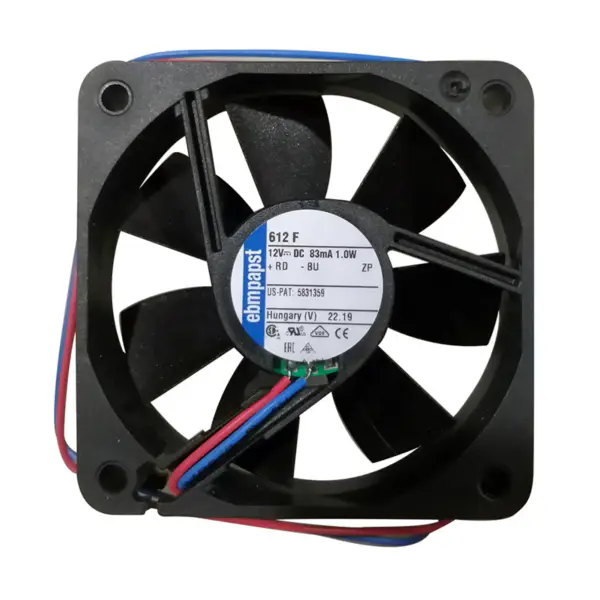 ebmpapst chladicí ventilátor velikost 612F 60 x 60 x 15mm 12 V DC průtok vzduchu 29m3/h 3900 ot/min.