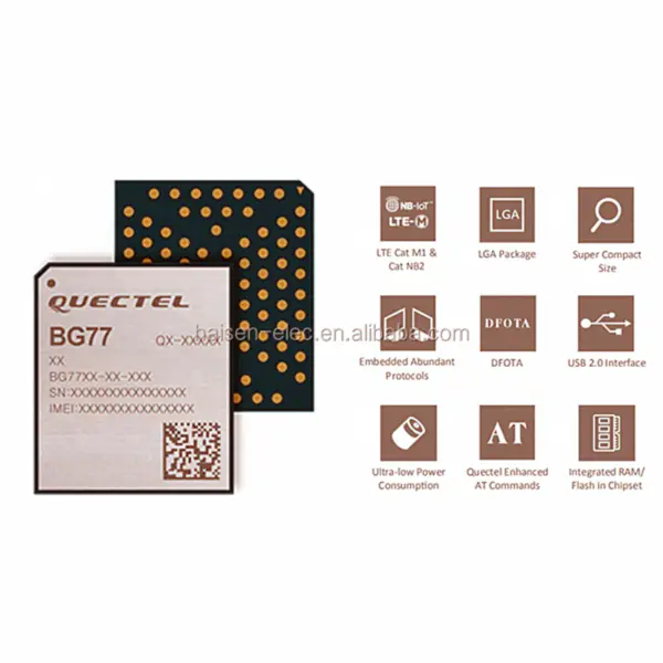 QuecteI multi-mode BG77LA-64-SGNS LTE Cat M1/Cat NB2 modul s integrovanou funkcí GNSS LPWA IoT moduly BG77