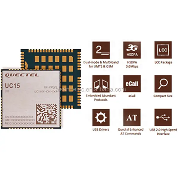 Quectel GSM/GPRS/EDGE 3G modul UC15 UMTS/HSDPA LCC balíček bezdrátový modul UC15-A UC15E/A/T