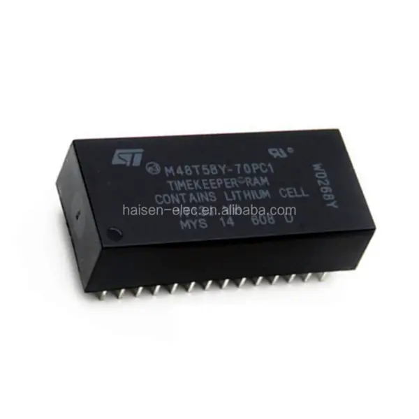 integrovaný obvod 64 Kbit (8 Kb x 8) TIMEKEEPER SRAM IC RTC CLK/CALENDAR PAR 28-DIP M48T58 M48T58Y M48T58Y-70PC1