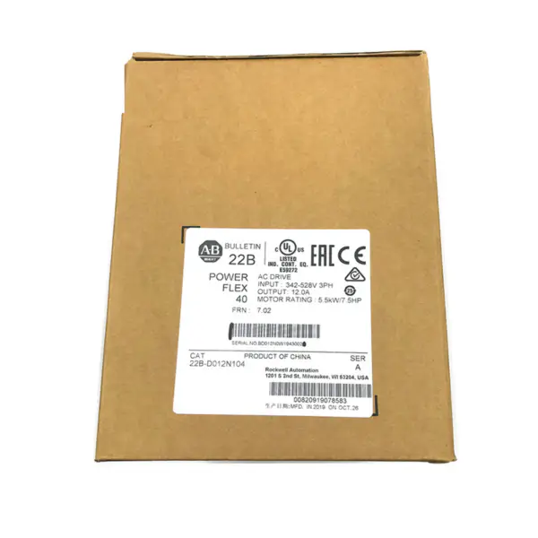 Továrně zapečetěný střídavý pohon Allen Bradley společnosti Rockwell Automation 22B-D012N104