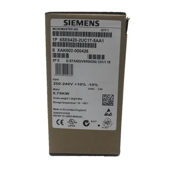 Měnič Siemens MICROMASTER 420 750W 6SE6420-2UC17-5AA1