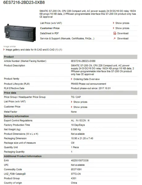 Siemens PLC s7 200 siemens 6ES7 410-5HX08-0AB0 6ES74105HX080AB0