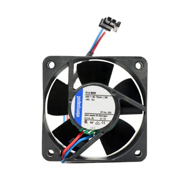 ebm-papst 614NGM DC ventilátor Axiální 24V 20.6CFM 28dB 60X60X25.4mm Střední rychlost chladicího ventilátoru