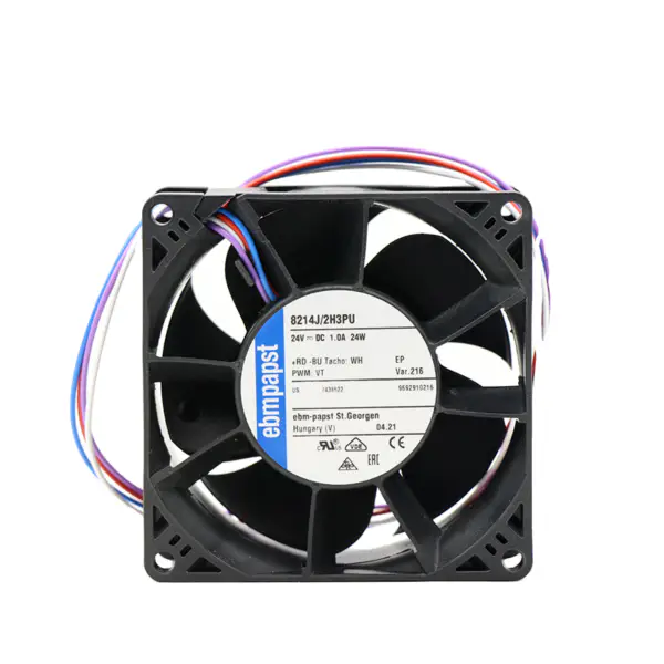 EBM-Papst 8214J/2H3PU DC ventilátor Kuličková ložiska 24V 25W 12000RPM 112CFM 66dBA Chladicí ventilátor pro montáž na přírubu