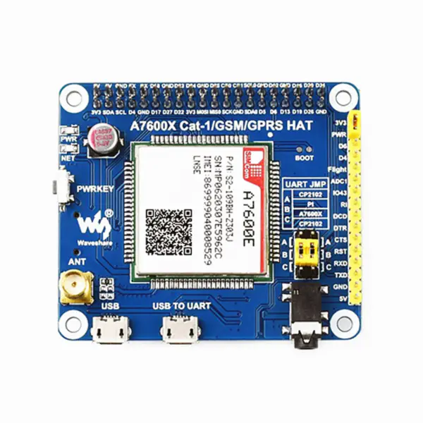 A7600E LTE Cat-1 HAT pro Raspberry Pi Nízká rychlost 4G Modul 2G GSM GPRS pro jihovýchodní Asii západní Asii Evropu Afriku