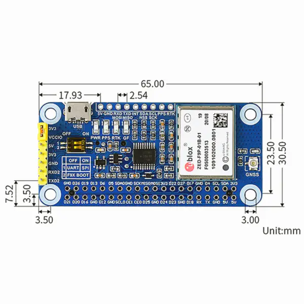ZED-F9P GPS-RTK HAT pro Raspberry Pi