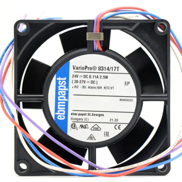 Ebm papst 8314/17T 24V 0,11A 2,5W 36 dBA 3300 ot/min Kuličková ložiska Axiální chladicí ventilátor