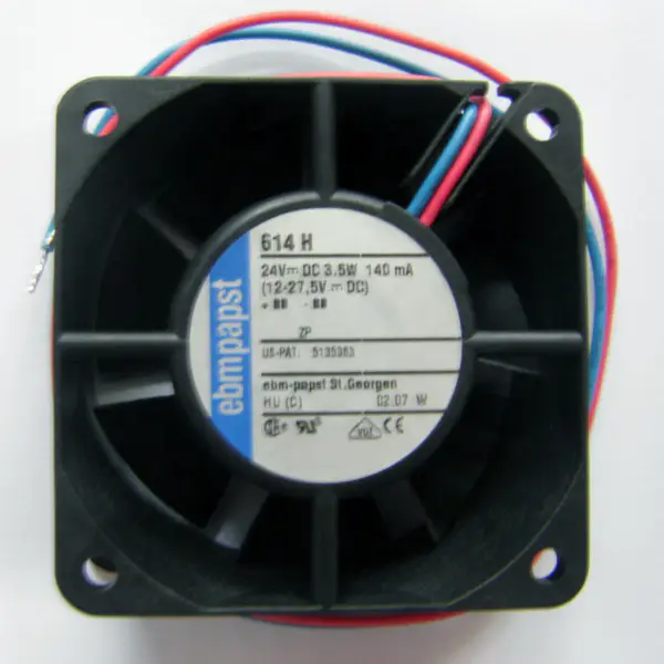 Ebmpapst 614H 60x60x25mm 24VDC 27CFM 3,4W 44dBA Axiální chladicí ventilátor s kuličkovými ložisky