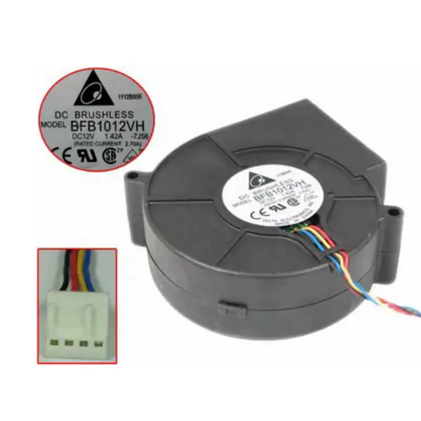Nový axiální chladicí ventilátor Delta BFB1012VH-A 97x94x33mm 12VDC 18W 1.97A 38CFM 4500RPM Kuličková ložiska s olověnými dráty
