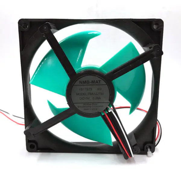 NMB FBA12J15V 15VDC 0.28A 125*125mm 3W 45CFM 3500RPM 3 WIres 16dBA Kuličková ložiska Axiální chladicí ventilátor chladničky