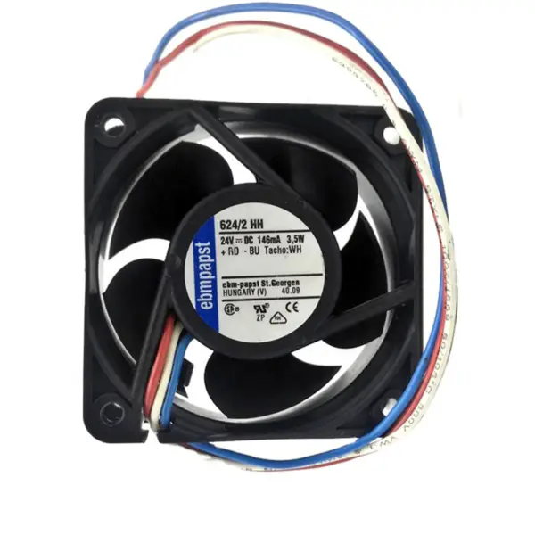 Ebmpapst 624/2HH 6025 24VDC 3,5W 33CFM 8200RPM Axiální chladicí ventilátor s kuličkovými ložisky pro odvod tepla z modulu skříňové jednotky