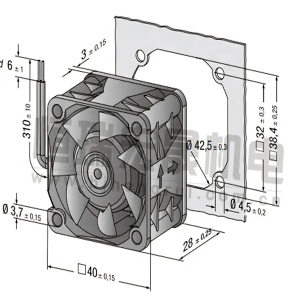 Ebmpapst 422JH 4028 40*40*28mm 12VDC 17250RPM 6,9W 38m3/h 54dBA Axiální chladicí ventilátor s kuličkovými ložisky