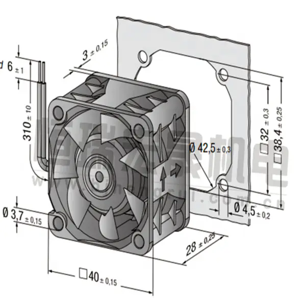 Ebmpapst 422JH 4028 40*40*28mm 12VDC 17250RPM 6,9W 38m3/h 54dBA Axiální chladicí ventilátor s kuličkovými ložisky