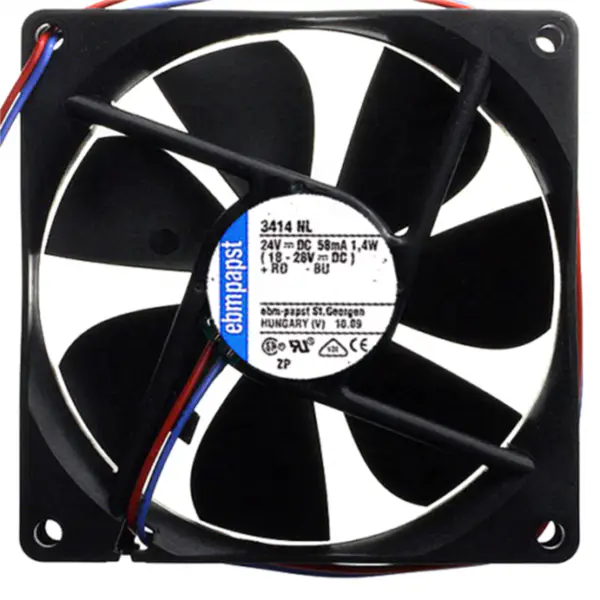 Originální Ebmpapst 3414NL 9225 92*92*25mm 24VDC 1.1W 61m3/h 23dBA Axiální ventilátor s kuličkovými ložisky