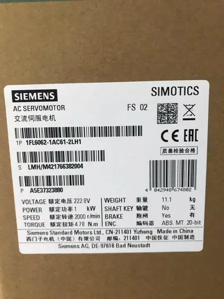 Siemens 1FL6092-1AC61-0LB1 1FL60921AC610LB1