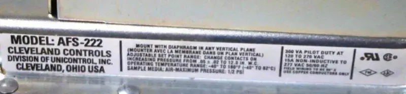 CLEVELAND CONTROLS AFS-222