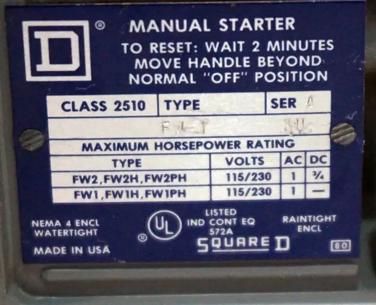 SQUARE D 2510-FW1