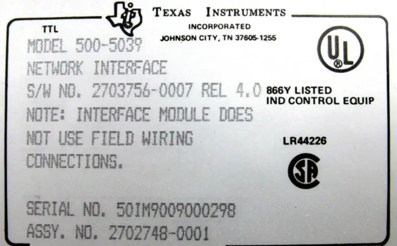 TEXAS INSTRUMENTS 500-5039