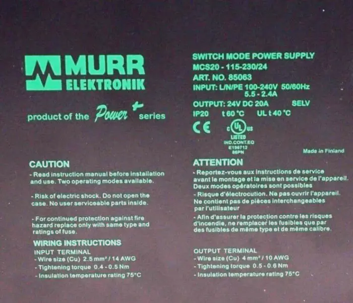 MURR ELEKTRONIK MCS20-115-230/24