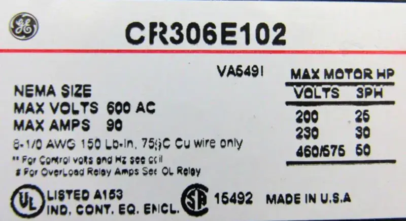 GENERAL ELECTRIC CR306E002
