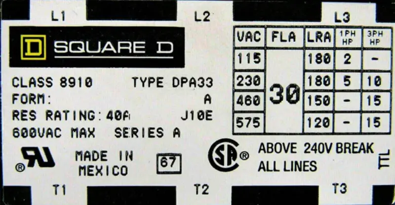 SQUARE D 8910-DPA33V02