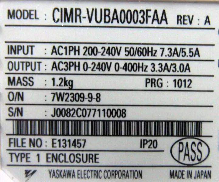 YASKAWA CIMR-VUBA0003FAA