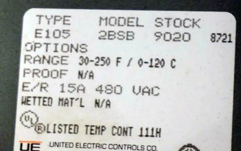 UNITED ELECTRIC E105-2BSB