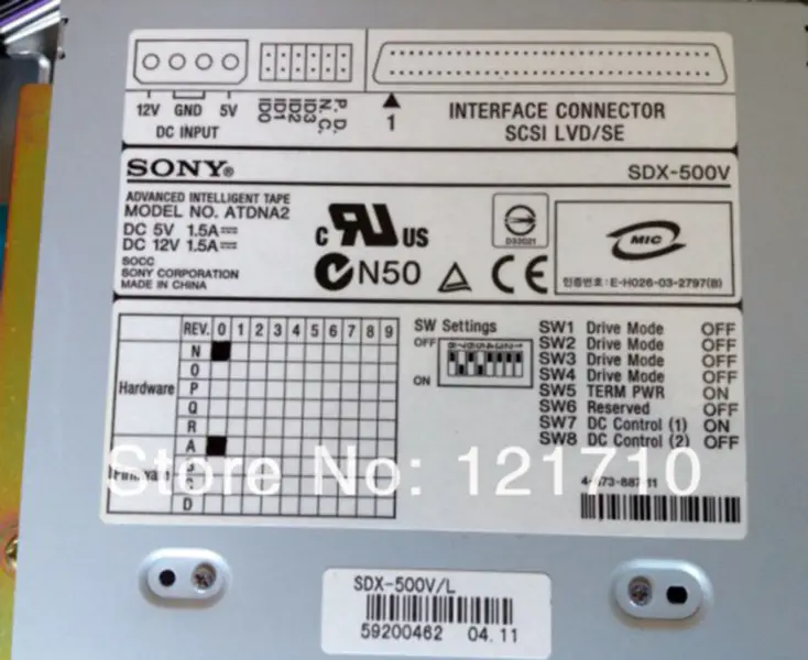 SONY AIT2 ATDNA2 SDX-500V L 68 pin Advanced Intelligent SCSI Tape Driver průmyslová základní deska