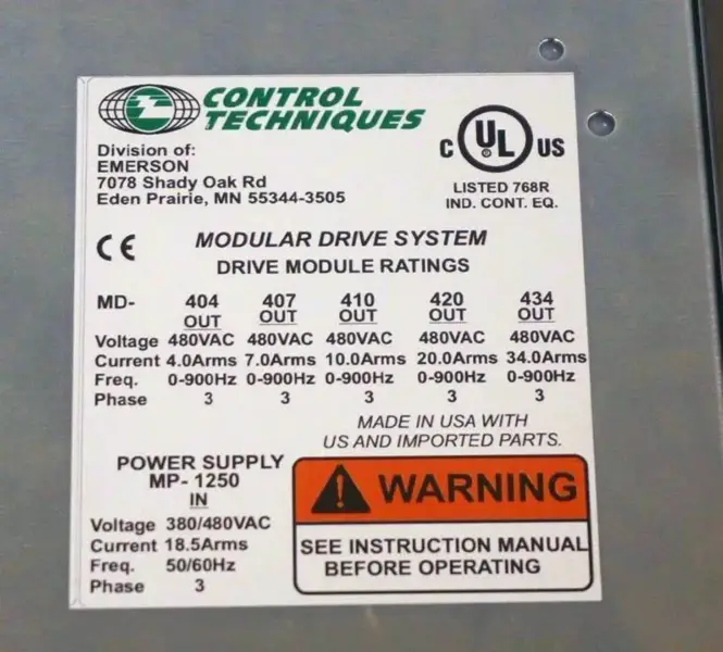 Control Techniques MP-1250-00-000