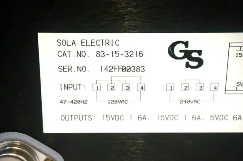 SOLA ELECTRIC 83-15-3216