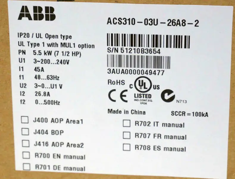 ABB ACS310-03U-26A8-2