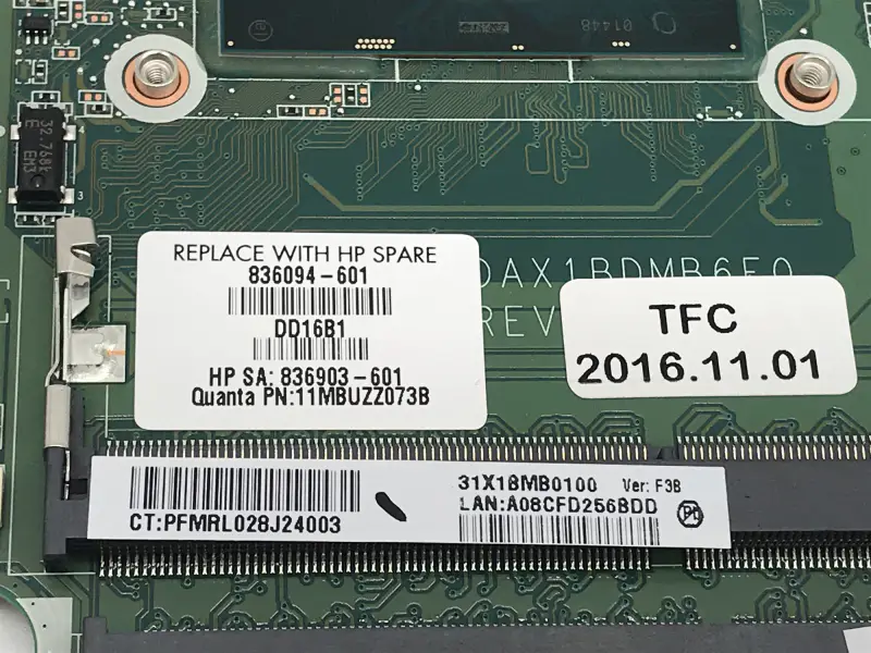 Základní deska HP 836094-001 836094-501 836094-601 DAX1BDMB6F0