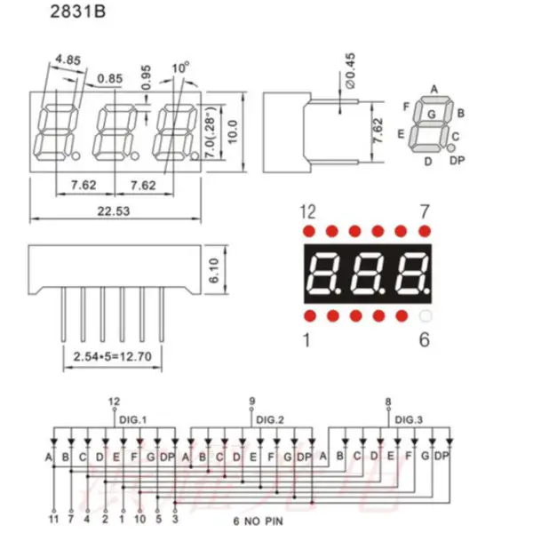 Malý 0,28 palce 2381AG/BG 2,5V-30V Mini digitální voltmetr Tester napětí Měřič 3místná digitální trubice