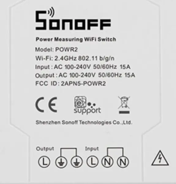 SONOFF Pow R2 WiFi Switch s měřením spotřeby energie WiFi Power Switch 15A Smart Wifi Switch Controller