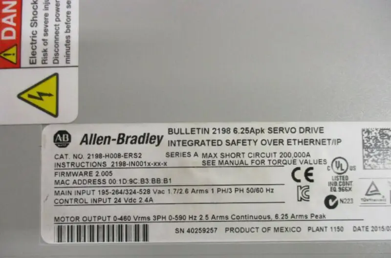 Servopohon Allen Bradley Kinetix 5500 2198-H008-ERS2 2198-H003-ERS2 2198-H015-ERS2